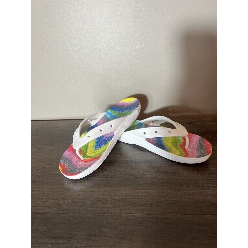 Crocs Men's Classic Spray Dye White Flip Flop Summer Sandal Size 12